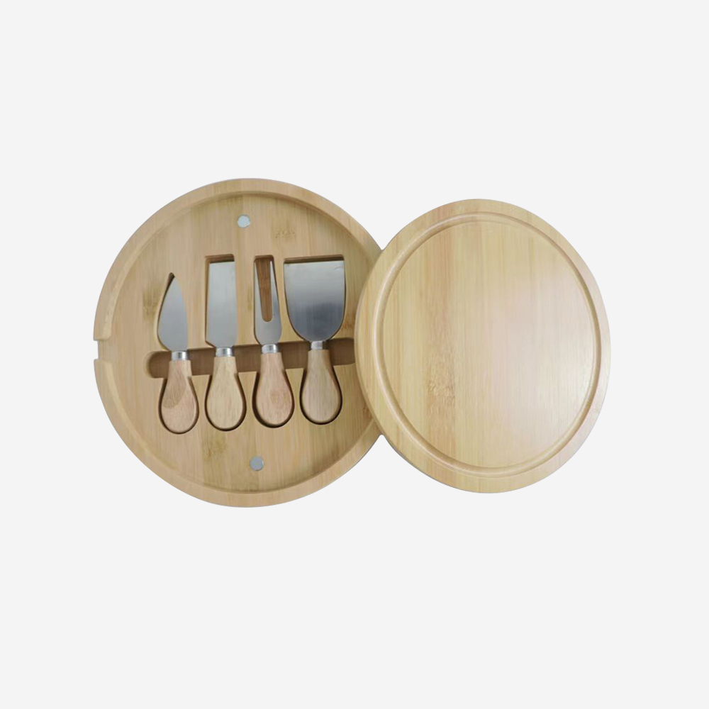 Bamboo Cheese Board with Cheese Knife Set