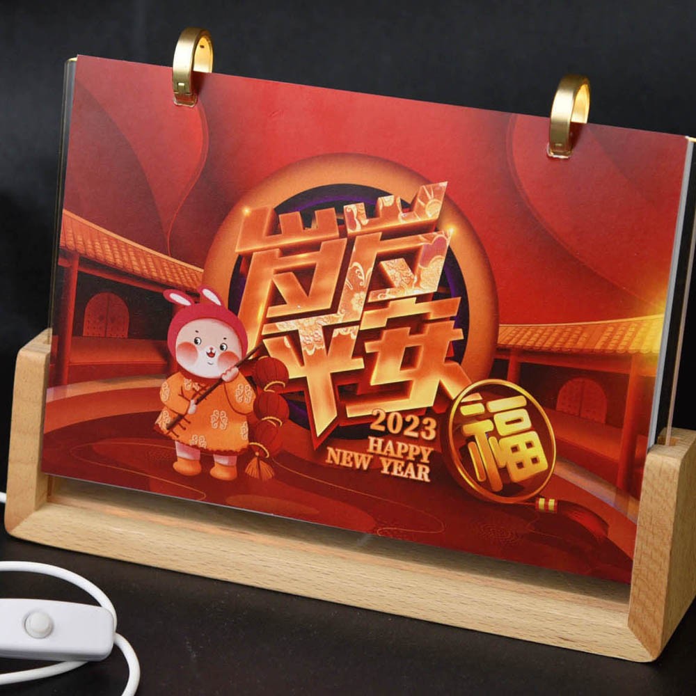 Decor Desk Calendar Desktop Block Wooden Advent Calendar Natural Color Wood Calendar for Home Decor
