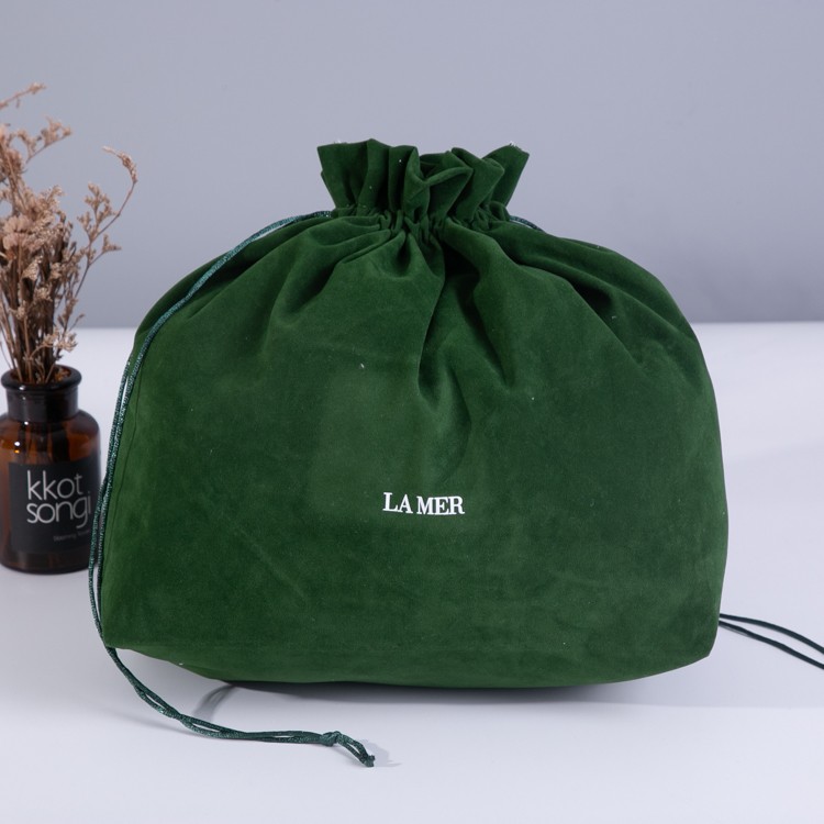 Green Velvet Pouch Bags With Drawstring Treat Bag Dust Bag For Gift Hair Dryer Hotel Storage Bag Velvet