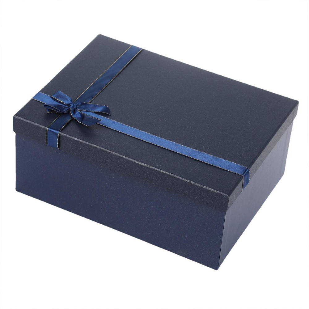 Large Square Rigid Gift Box with Ribbon and lid for Christmas,Valentine's day,Birthdays, Bridal Gifts,Weddings,DIY and so on (Blue)