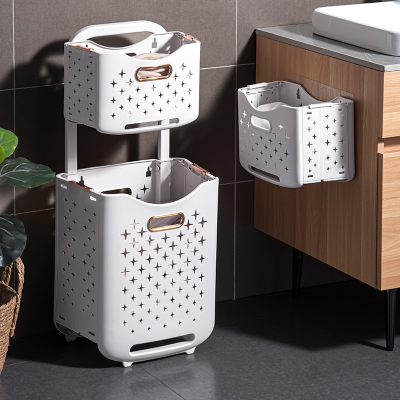 Multipurpose sorter basket , Foldable wall hanging storage basket, Laundry basket hamper, Traceless no drilling basket