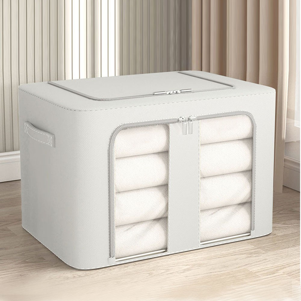 66L Large Storage Bags, Closet Organizers and Storage, Clothes Foldable Storage Bins with Reinforced Handles, Storage Containers for Clothing, Blanket, Comforters, Toys, Bedding, White