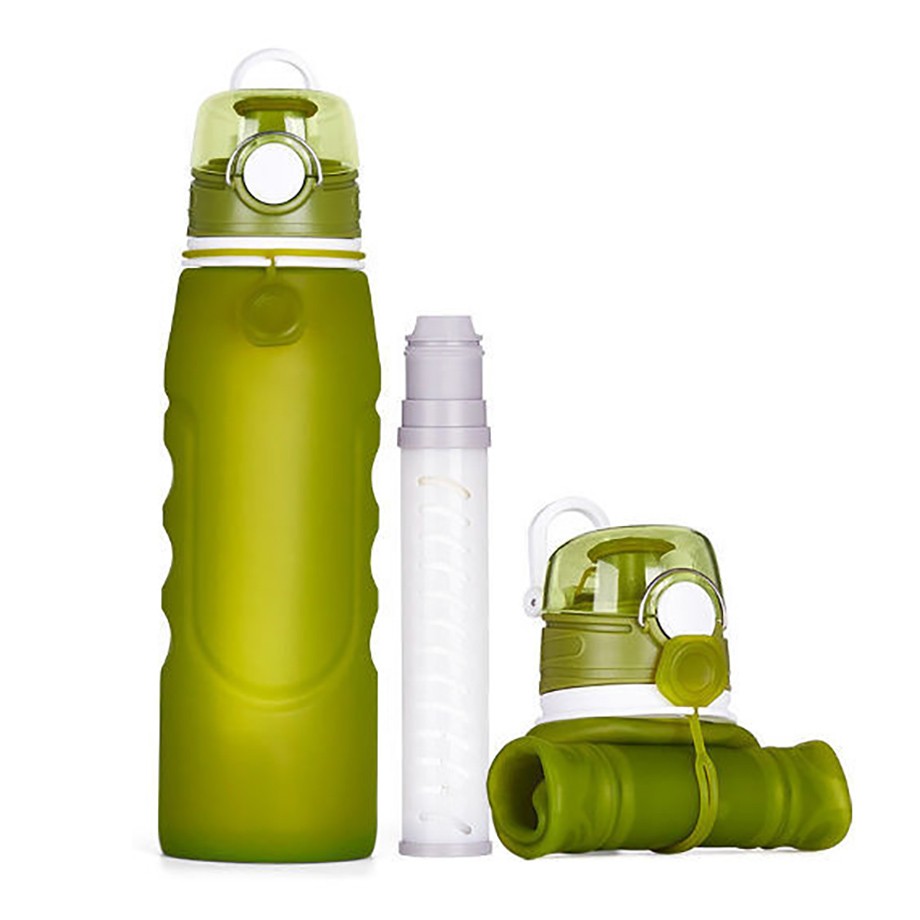 26 oz. Collapsible Water Bottle with Filter Replaceable, Transform Stream Water into Healthy Drinking Water
