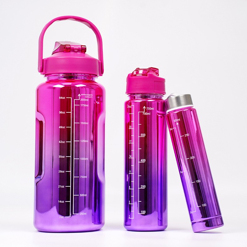 3pcs/set Sports Water Bottle Gym Motivational Bottles