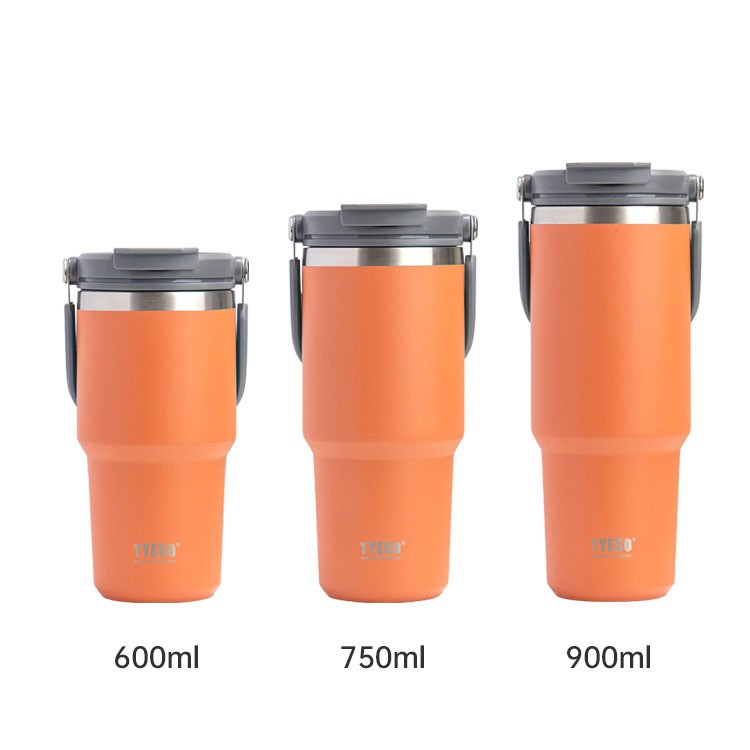 304 stainless steel coffee bottle, large capacity straw bottle, outdoor car large capacity outdoor handle thermos cup