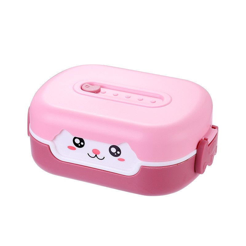 Attractive Face - Decorated Lunch Box with Compartments, Perfect for Kids’ Lunches
