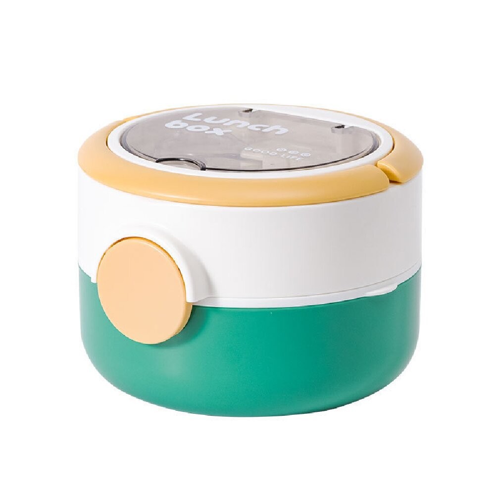 Portable Stackable Compartmentalized Plastic Lunch Box - Leak-Proof Bento Box with Handle for Office & School Meals