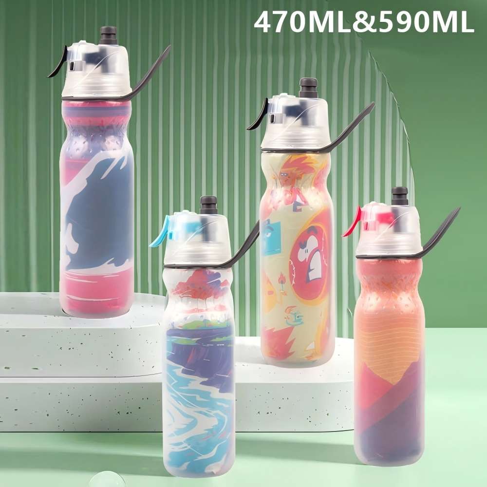 Colorful Customizable Spray Water Bottle (470ML & 590ML) with Vibrant Fun Design