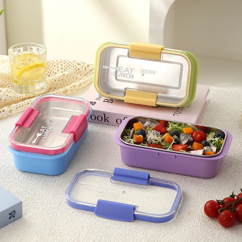Portable Bento Lunch Box: Food-Grade Stainless Steel Container for Work/School