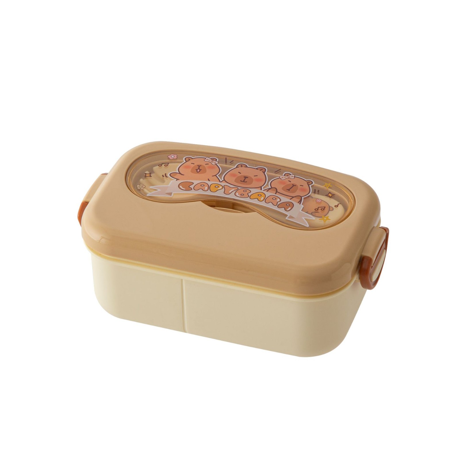 Cute Animal Themed Capybara Lunch Box with Secure Locks for on-The-Go Meals