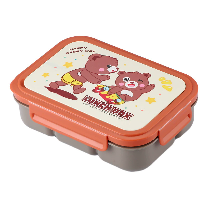 Cartoon Themed Bento Lunch Box - Microwave Safe, Leakproof, Reusable Food Storage Container