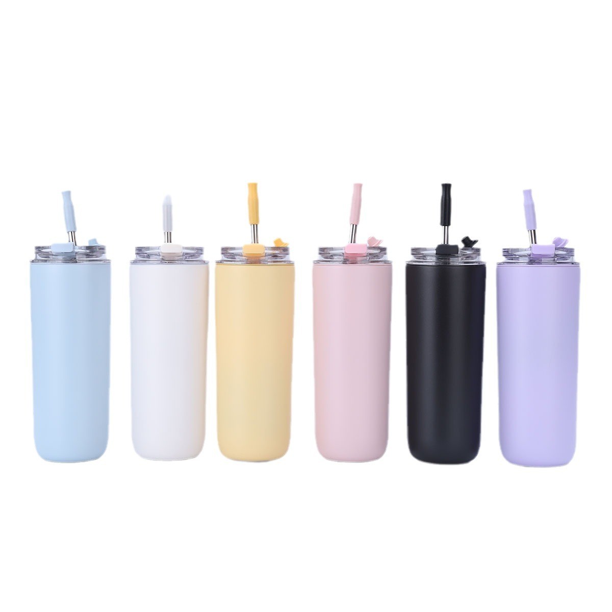 Insulated Stainless Steel Water Bottle with Flip Straw Lid, Portable Slim Travel Tumbler